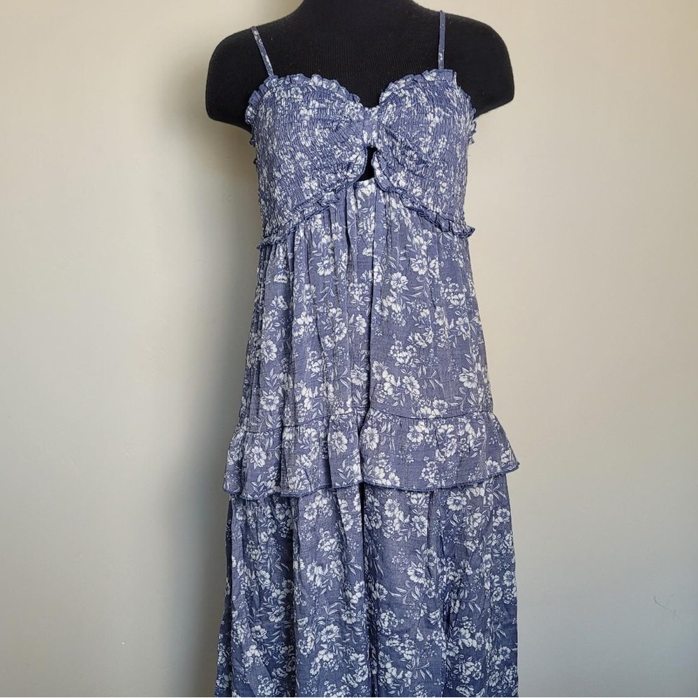 Trixxi Tiered Smocked-Bust Floral-Print Dress